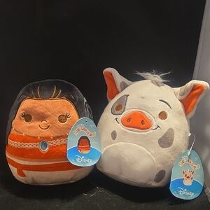 Disney Moana & Pua Squishmallow Plush Set - Orange, White, Gray